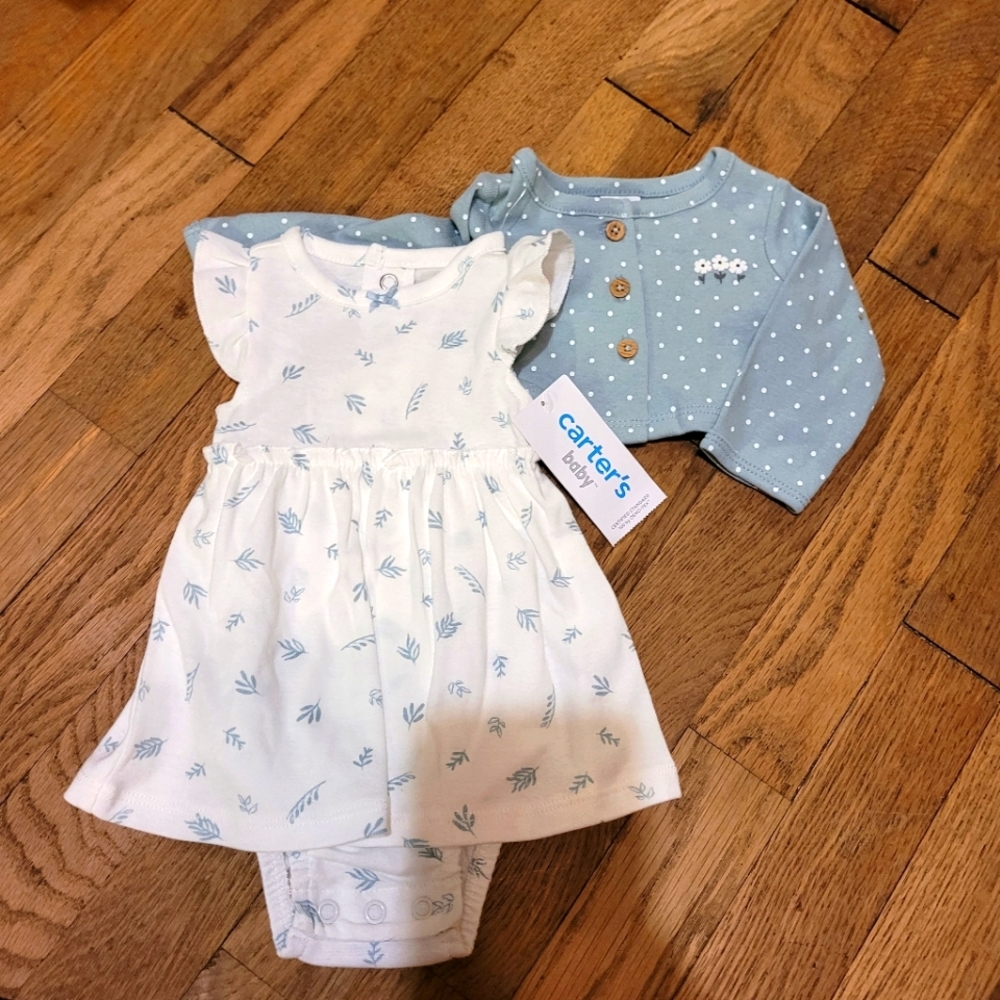 Newborn dress with matching sweater